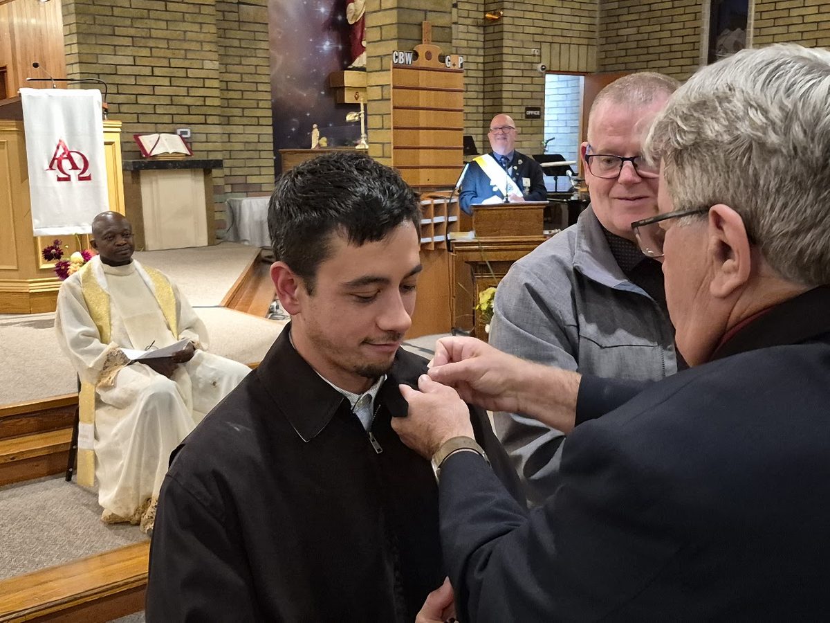 A new candidate received by Brother Knights