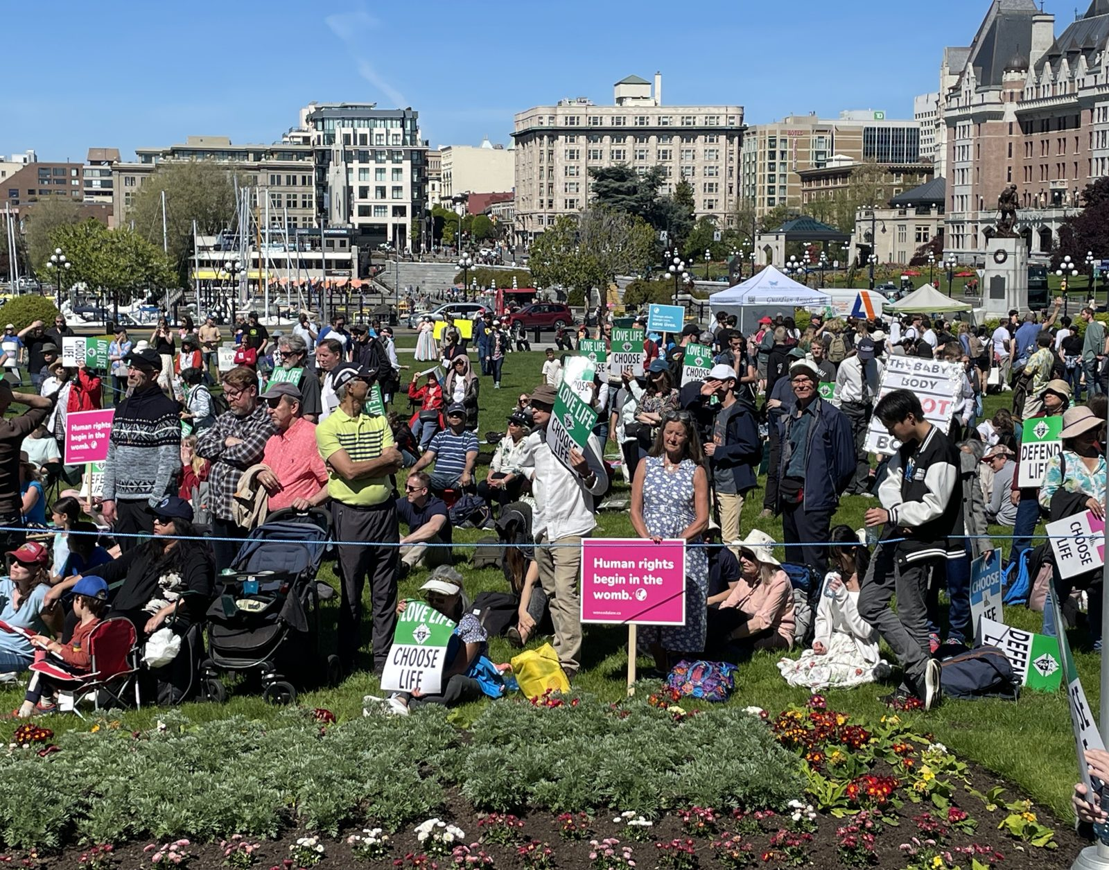 Crowd gathered on the Legislature lawn for the March for Life
